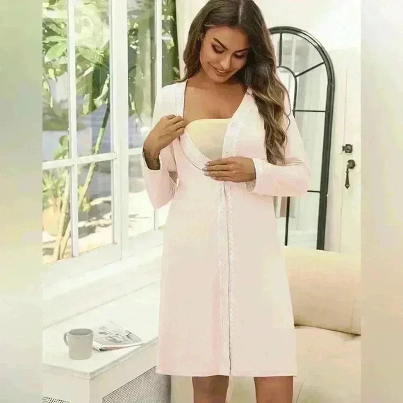 NWT baby pink long sleeve gown size large - Picture 2 of 6